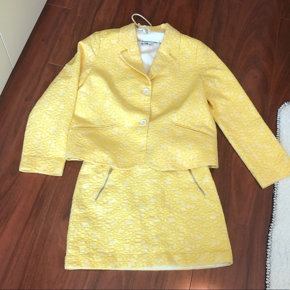 Bonpoint Yelow Jaquared Skirt and Matching Jacket